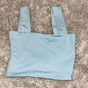 Hudson and Bailey blue satin crop tank top